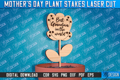 Mother's Day Plant Stakes Laser Cut | Laser Flower Stakes Design | CNC Files SVG Fly Design 