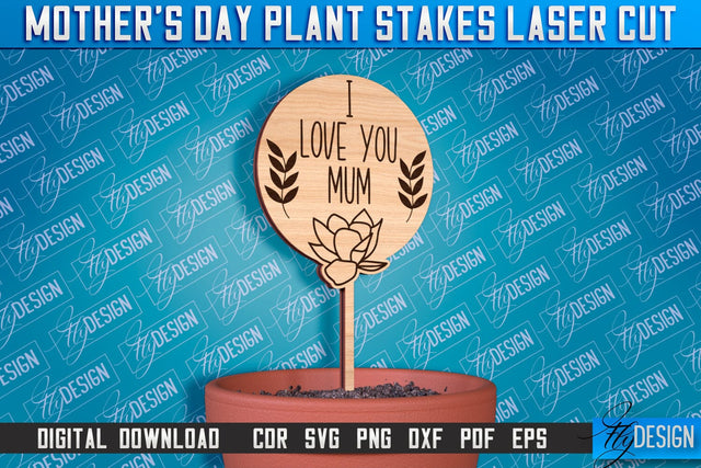 Mother's Day Plant Stakes Laser Cut | Laser Flower Stakes Design | CNC Files SVG Fly Design 