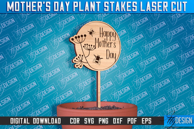 Mother's Day Plant Stakes Laser Cut | Laser Flower Stakes Design | CNC Files SVG Fly Design 