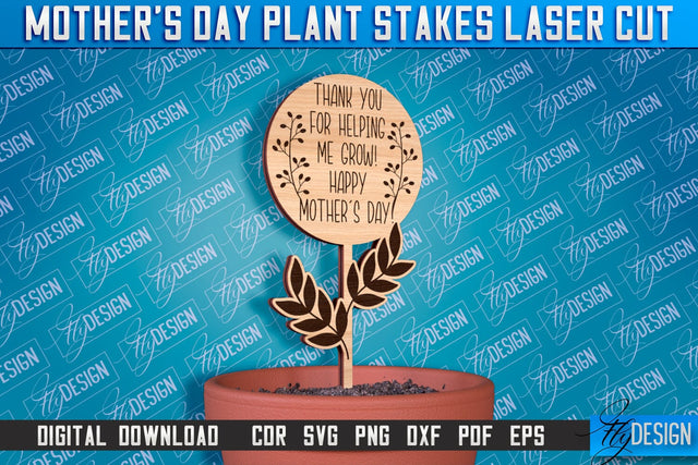 Mother's Day Plant Stakes Laser Cut | Laser Flower Stakes Design | CNC Files SVG Fly Design 