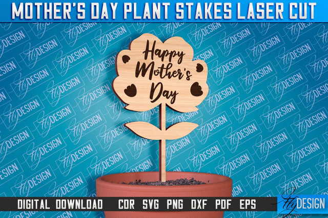 Mother's Day Plant Stakes Laser Cut | Laser Flower Stakes Design | CNC Files SVG Fly Design 
