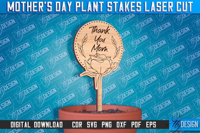 Mother's Day Plant Stakes Laser Cut | Laser Flower Stakes Design | CNC Files SVG Fly Design 