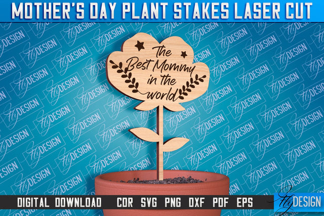 Mother's Day Plant Stakes Laser Cut | Laser Flower Stakes Design | CNC Files SVG Fly Design 