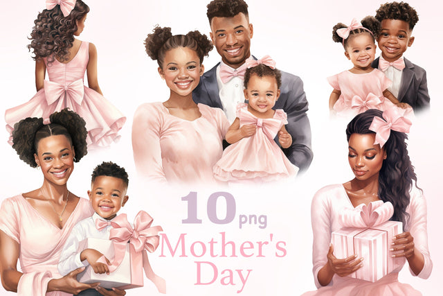 Mothers Day PNG Graphics | Black Mom Clipart Bundle SVG GlamArtZhanna 