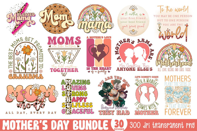 Mother's Day PNG Sublimation Bundle Sublimation CraftLabSVG 