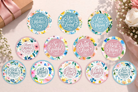 Mother’s Day Printable Cupcake Toppers Floral SVG KMarinaDesign 