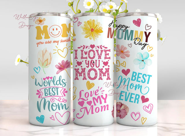 Mother's Day Quote Mom Quote Floral Tumbler Wrap Seamless Sublimation Mama Flower Design PNG, 20 oz Skinny Tumbler Wrap Mom Life Tumbler PNG Sublimation WillowSageDesign 