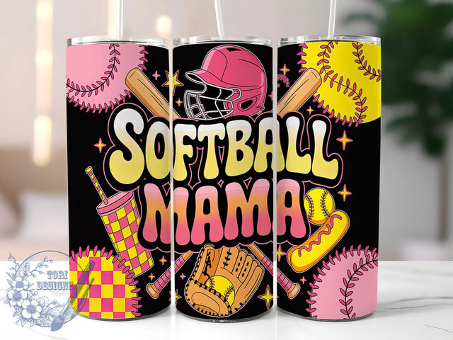Mother's Day Softball Mom Tumbler Wrap, Mother's Day Tumbler, Baseball Mama Wrap, 20oz Sports Mom Design, Sublimation Mom Tumbler, Custom Softball Gift, Game Day Mom Present Sublimation ToriDesigns 