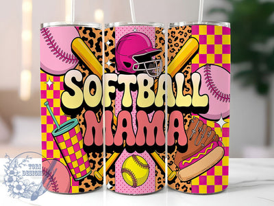 Mother's Day Softball Mom Tumbler Wrap, Mother's Day Tumbler, Baseball Mama Wrap, 20oz Sports Mom Design, Sublimation Mom Tumbler, Custom Softball Gift, Game Day Mom Present Sublimation ToriDesigns 