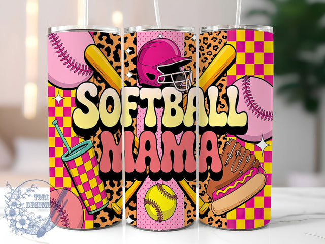 Mother's Day Softball Mom Tumbler Wrap, Mother's Day Tumbler, Baseball Mama Wrap, 20oz Sports Mom Design, Sublimation Mom Tumbler, Custom Softball Gift, Game Day Mom Present Sublimation ToriDesigns 