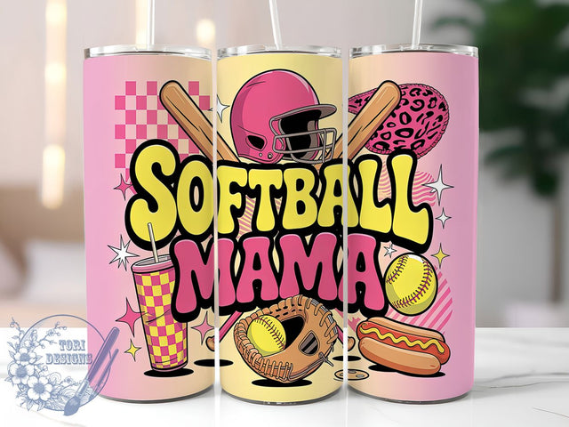 Mother's Day Softball Mom Tumbler Wrap, Mother's Day Tumbler, Baseball Mama Wrap, 20oz Sports Mom Design, Sublimation Mom Tumbler, Custom Softball Gift, Game Day Mom Present Sublimation ToriDesigns 