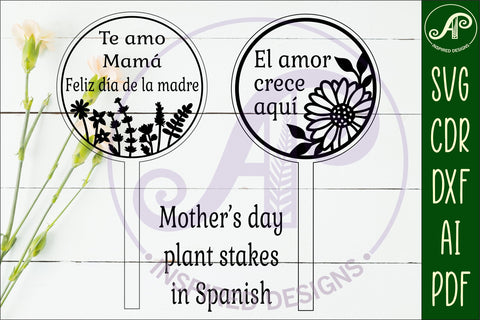 Mother's day Spanish plant stake laser engraved SVG circles 3 and 4 SVG APInspireddesigns 
