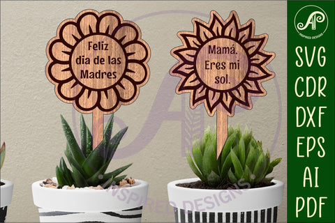 Mother's day Spanish plant stake laser engraved SVG flowers SVG APInspireddesigns 
