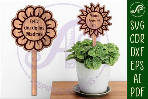 Mother's day Spanish plant stake laser engraved SVG flowers SVG APInspireddesigns 