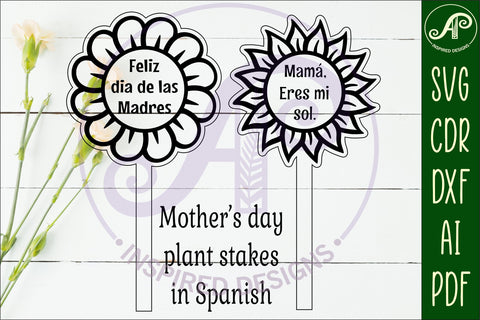Mother's day Spanish plant stake laser engraved SVG flowers SVG APInspireddesigns 