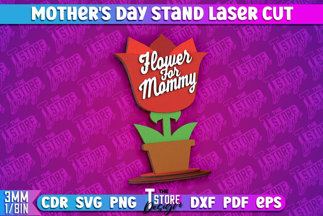 Mother's Day Stand | 3D Stand Laser Cut | Family Decor | CNC File SVG The T Store Design 