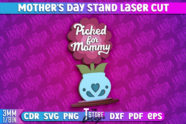 Mother's Day Stand | 3D Stand Laser Cut | Family Decor | CNC File SVG The T Store Design 