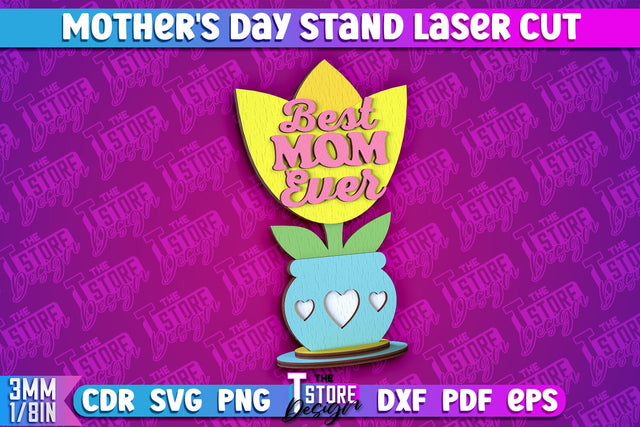 Mother's Day Stand | 3D Stand Laser Cut | Family Decor | CNC File SVG The T Store Design 