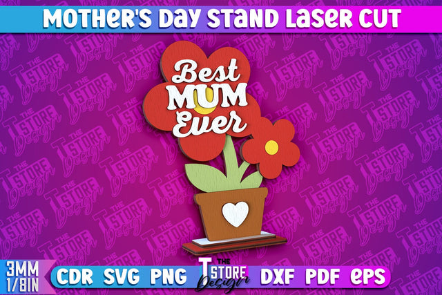 Mother's Day Stand | 3D Stand Laser Cut | Family Decor | CNC File SVG The T Store Design 