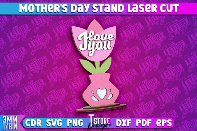 Mother's Day Stand | 3D Stand Laser Cut | Family Decor | CNC File SVG The T Store Design 