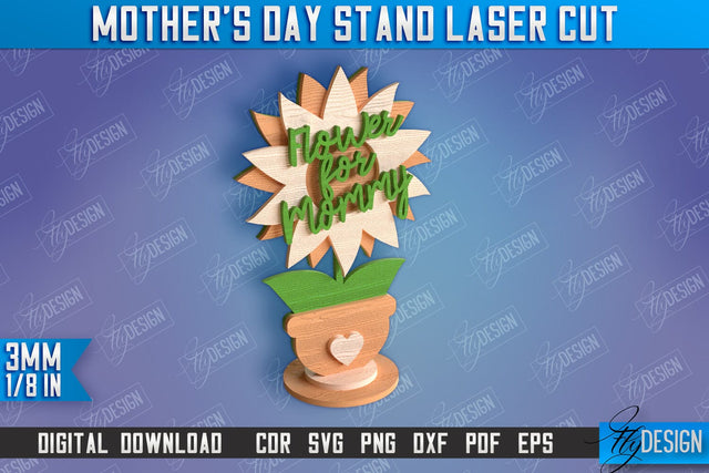 Mother's Day Stand Laser Cut | 3D Flower Stand | Family Decor | CNC File SVG Fly Design 