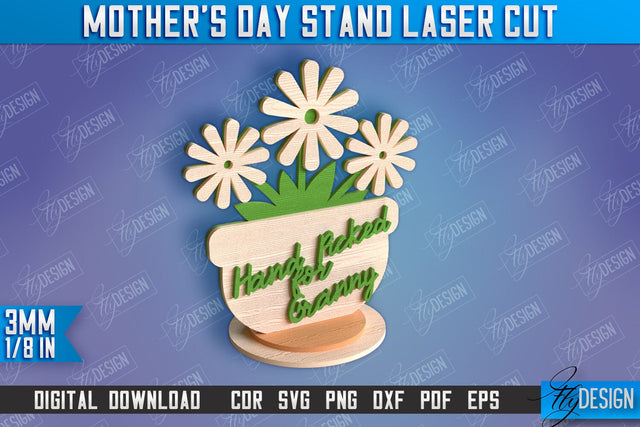 Mother's Day Stand Laser Cut | 3D Flower Stand | Family Decor | CNC File SVG Fly Design 