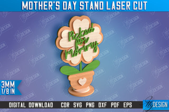 Mother's Day Stand Laser Cut | 3D Flower Stand | Family Decor | CNC File SVG Fly Design 