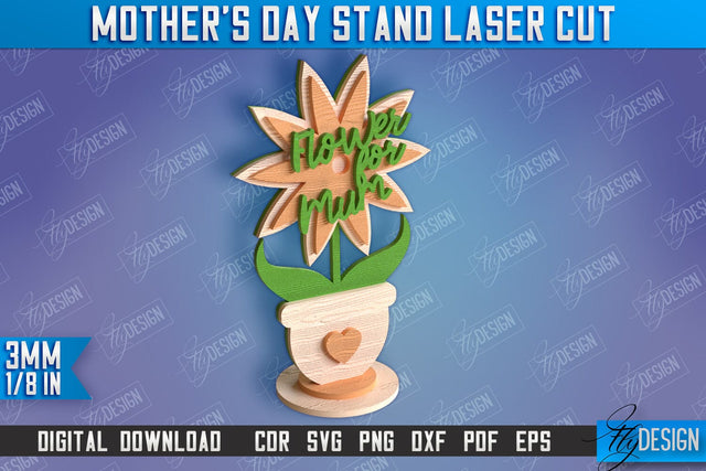 Mother's Day Stand Laser Cut | 3D Flower Stand | Family Decor | CNC File SVG Fly Design 