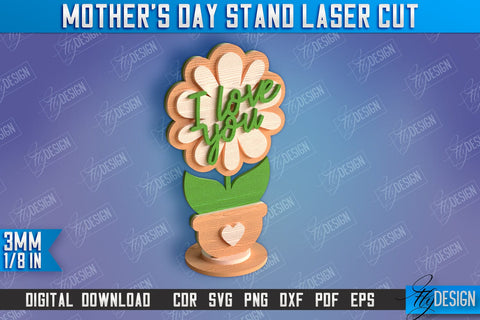 Mother's Day Stand Laser Cut | 3D Flower Stand | Family Decor | CNC File SVG Fly Design 