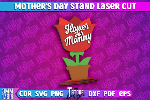 Mother's Day Stand Laser Cut Bundle | Mothers Day Flower Stand | 3D Flower Laser Design SVG The T Store Design 