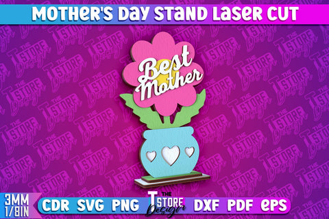 Mother's Day Stand Laser Cut Bundle | Mothers Day Flower Stand | 3D Flower Laser Design SVG The T Store Design 