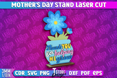 Mother's Day Stand Laser Cut Bundle | Mothers Day Flower Stand | 3D Flower Laser Design SVG The T Store Design 