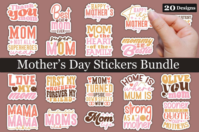 Mother's Day Stickers Bundle ,Mother's Day Stickers Design, Stickers PNG File SVG akazaddesign 