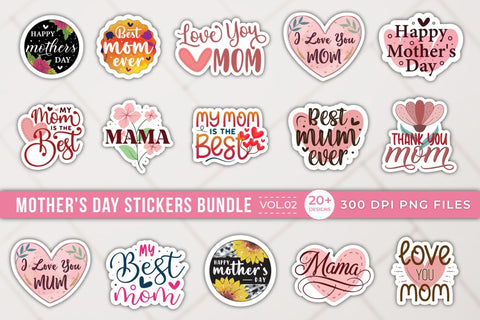 Mother's Day Stickers Bundle Sublimation CraftLabSVG 