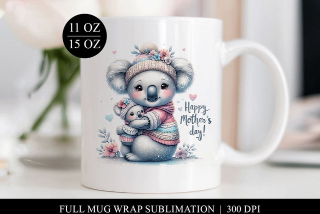 Mothers Day Sublimation | Koala & Baby Full Mug Wrap Sublimation BijouBay 