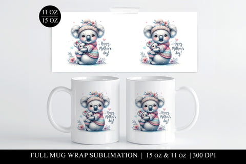 Mothers Day Sublimation | Koala & Baby Full Mug Wrap Sublimation BijouBay 