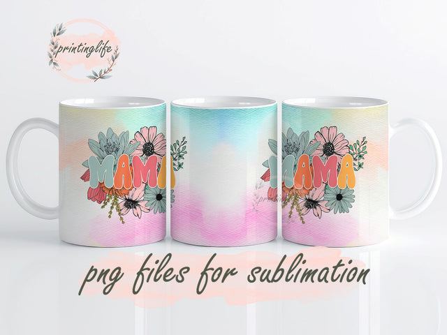 Mother's Day Sublimation Mama Design Digital Download Mom Life PNG Boho Floral Glitter Mug Wrap Design, Instant Digital Design Download Sublimation PrintingLife 