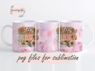 Mother's Day Sublimation Mama Design Digital Download Mom Life PNG Boho Floral Glitter Mug Wrap Design, Instant Digital Design Download Sublimation PrintingLife 