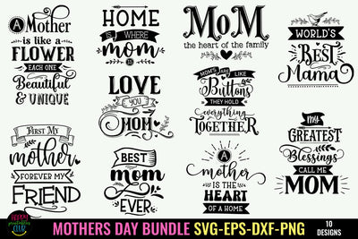 Mothers Day SVG Bundle I Mom Quotes SVG Bundle I Mom Cut Files SVG Happy Printables Club 