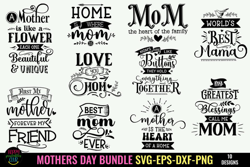 Mothers Day SVG Bundle I Mom Quotes SVG Bundle I Mom Cut Files - So Fontsy