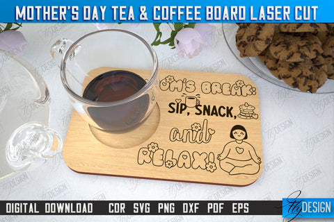 Mother's Day Tea & Coffee Board Bundle | Cup Coasters | Cup Holder | CNC Files SVG Fly Design 