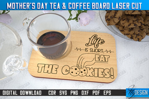 Mother's Day Tea & Coffee Board Bundle | Cup Coasters | Cup Holder | CNC Files SVG Fly Design 