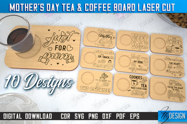 Mother's Day Tea & Coffee Board Bundle | Cup Coasters | Cup Holder | CNC Files SVG Fly Design 