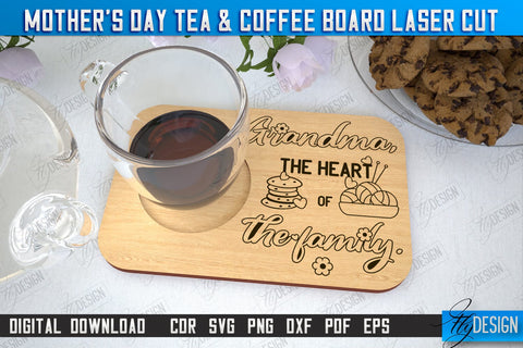 Mother's Day Tea & Coffee Board Bundle | Cup Coasters | Cup Holder | CNC Files SVG Fly Design 