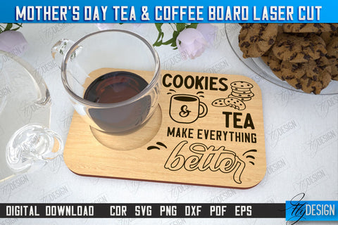 Mother's Day Tea & Coffee Board Bundle | Cup Coasters | Cup Holder | CNC Files SVG Fly Design 