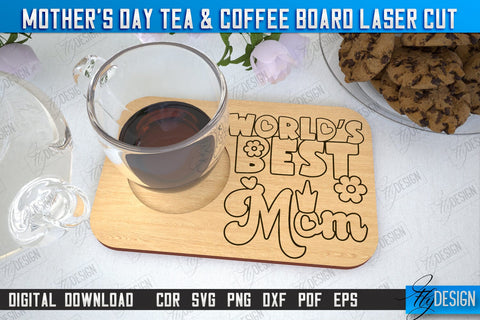 Mother's Day Tea & Coffee Board Bundle | Cup Coasters | Cup Holder | CNC Files SVG Fly Design 