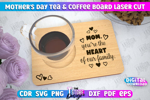 Mother's Day Tea & Coffee Board Bundle | Cup Coasters | Cup Holder | CNC Files SVG The T Store Design 