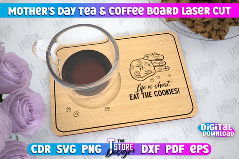 Mother's Day Tea & Coffee Board Bundle | Cup Coasters | Cup Holder | CNC Files SVG The T Store Design 
