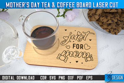 Mother's Day Tea & Coffee Board | Cup Coasters | Cup Holder | CNC File SVG Fly Design 