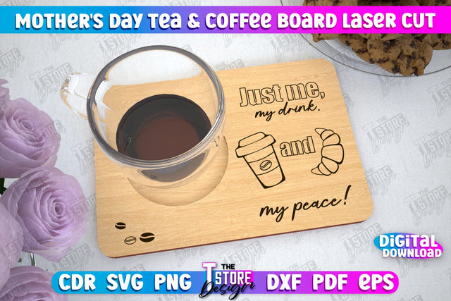 Mother's Day Tea & Coffee Board | Cup Coasters | Cup Holder | CNC File SVG The T Store Design 